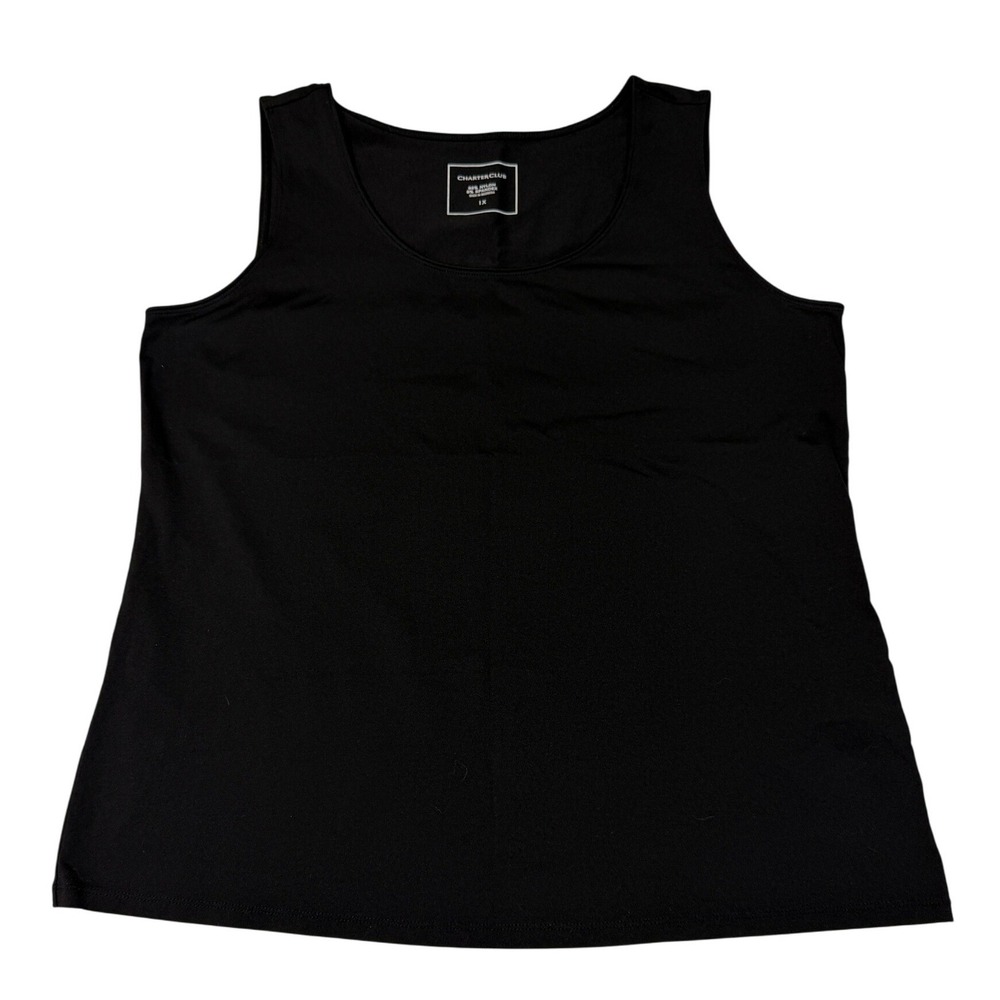Charter Club Black‎ Tank Top Sleeveless Scoop Neck Stretch Plus Size 1X